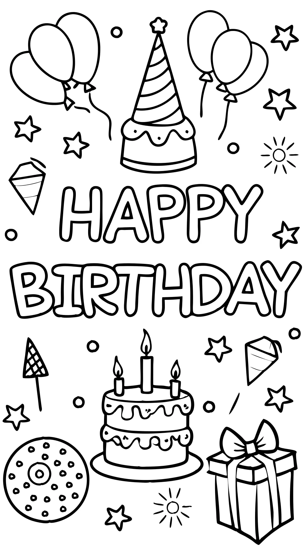 free printable happy birthday coloring page